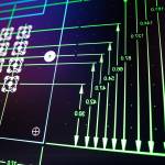 PCB electric circuit on the PC screen